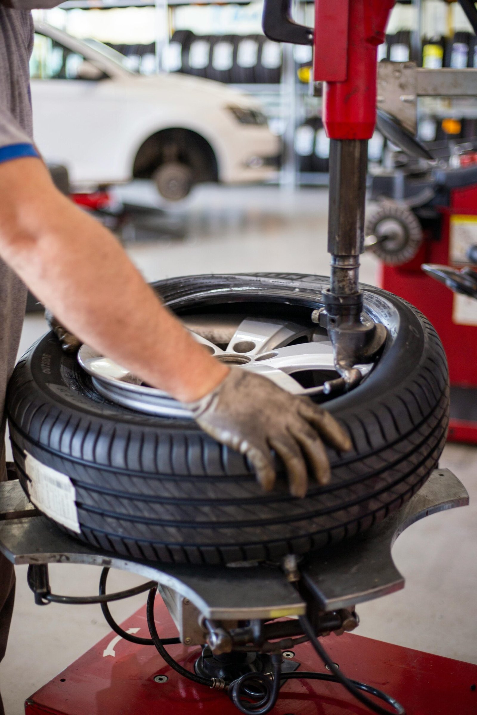 Person Holding a Tire